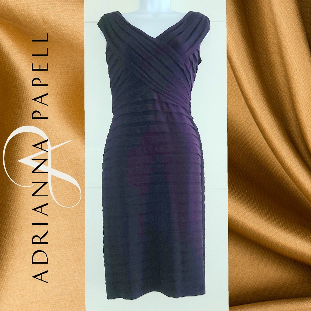 Adrianna Papell Sleeveless V Neck Tiered D…